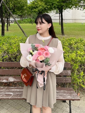 「flower」｜「アイテム（ワンピース/ドレス）」を使った、Rei  Tungさん（レディース・153cm）の秋コーディネート