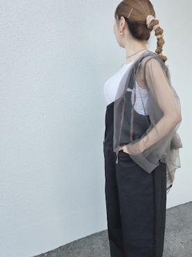 「アイテム（サロペット/オーバーオール、ブラック系）」を使った、shima*.・⭐さん（レディース・157cm）の夏コーディネート