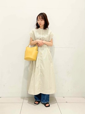 「SENSE OF PLACE by URBAN RESEARCH（センスオブプレイスバイアーバンリサーチ）のアイテム（シャツワンピース）」を使った、SENSE OF PLACE ONLINE STOREさん（レディース・157cm）の夏コーディネート