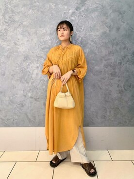 「SENSE OF PLACE by URBAN RESEARCH（センスオブプレイスバイアーバンリサーチ）のアイテム（シャツワンピース）」を使った、SENSE OF PLACE ONLINE STOREさん（レディース・160cm）の夏コーディネート