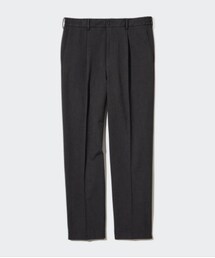 UNIQLO | 錐形打褶休閒長褲 450280 L / BLACK タックテーパードパンツ（ワイドフィット・丈標準71～77cm）(チノパンツ)