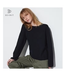 UNIQLO | 3Dコットン クルーネックセーター（長袖）カラー: 09 BLACK／サイズ：XL


(ニット/セーター)