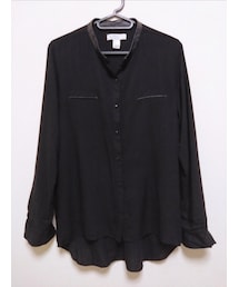 FOREVER 21 | レザー切替バンドカラーシャツ / size: S(シャツ/ブラウス)
