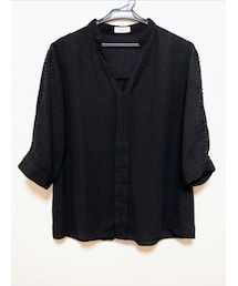 unknown (no brand) | ノッチネックサイドギピュールレースブラウス(シャツ/ブラウス)