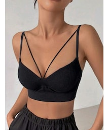 SHEIN | Dazy ワイヤレスクロップハーネスブラキャミ(スポーツブラ)