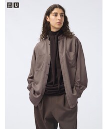 UNIQLO | バンドカラーリラックスシャツ カラー:72 PURPLE／サイズ:WOMEN L(シャツ/ブラウス)
