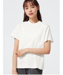 GU | スムースクルーネックT(半袖)カラー: 01 OFF WHITE／サイズ：M(Tシャツ/カットソー)