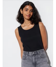 UNIQLO | ソフトリブタンクトップ カラー: 09 BLACK／サイズ：M(タンクトップ)