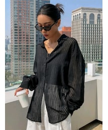 SHEIN | SHEIN/DAZY ボタンフロントシアーシャツ¥1,958／サイズ：XL(シャツ/ブラウス)