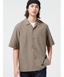 GU | MENS ドライオープンカラーシャツ(5分袖)カラー: 36 BROWN／サイズ：S(シャツ/ブラウス)