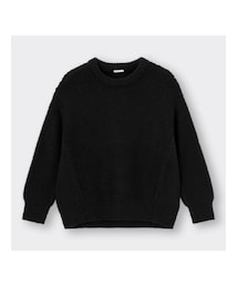 GU | ローゲージオーバーサイズセーター(長袖)+E カラー: 09 BLACK／サイズ: WOMEN M(ニット/セーター)