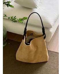 SHEIN | レトロスエードショルダートートバッグ カラー:カーキ(トートバッグ)