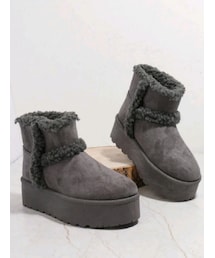 SHEIN | 厚底ボアショートブーツ カラー：DarkGrey／サイズ：US8(JP24.5)(ブーツ)
