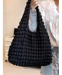 SHEIN | SHEINミニマリストシャーリングデザインエコバッグ¥1,130／カラー：ブラック(トートバッグ)