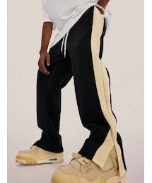 SHEIN | SHEIN/Manfinity EMRG メンズコントラストサイドシームスプリットヘムドローストリングウエストスウェットパンツ ¥1,731 カラー：ブラック／サイズ：M(JP−L)(スウェットパンツ)