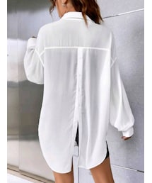 SHEIN | SHEIN EZwear 無地柄ボタンフロントドロップショルダーシャツ¥1,712／サイズ：L(JP-XXL)(シャツ/ブラウス)