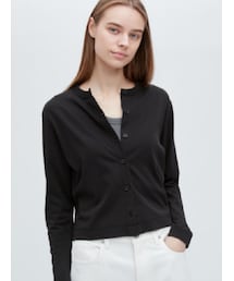 UNIQLO | UVカットジャージークルーネックカーディガン カラー：09 ブラック／サイズ：L(カーディガン/ボレロ)