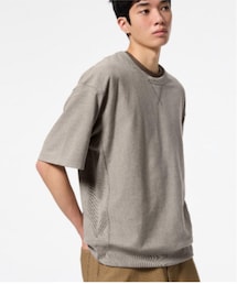 GU | スウェT(5分袖) カラー:35 BROWN／サイズ:MENS M(Tシャツ/カットソー)