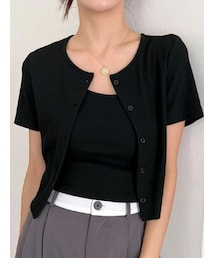SHEIN | SHEIN/Dazy リブニットボタンフロントTシャツ＆キャミトップ¥1,350 サイズ：XL(カーディガン/ボレロ)