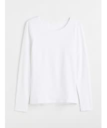 H&M | 長袖ジャージートップス カラー：ホワイト／サイズ：L(Tシャツ/カットソー)