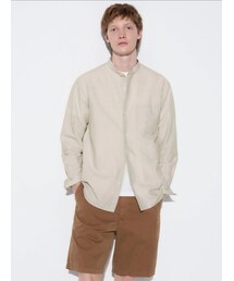 UNIQLO | MENS コットンリネンスタンドカラーシャツ(長袖)カラー:31 BEIGE/サイズ:M(シャツ/ブラウス)