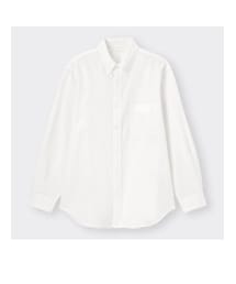 GU | オックスフォードリラックスフィットシャツ(長袖)SW カラー: 01 OFF WHITE／サイズ：ユニセックスS(シャツ/ブラウス)