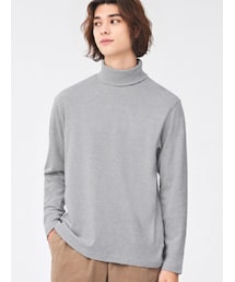 GU | MENSソフトコットンタートルネックT(長袖)カラー：03 GRAY／サイズ：XL(Tシャツ/カットソー)
