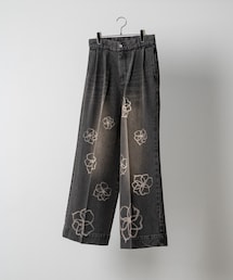soerte | soerte × camphor wood / FLOWER PAINT WIDE BUGGY DENIM / フラワーペイントワイドバギーデニム(デニムパンツ)
