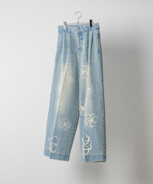 soerte | soerte × camphor wood / FLOWER PAINT WIDE BUGGY DENIM / フラワーペイントワイドバギーデニム(デニムパンツ)