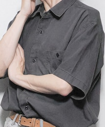 GU | デニム ボクシーワークシャツ（5分袖） 07 GRAY(デニムジャケット)