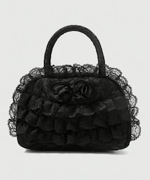 SHEIN | ROMWE Goth 無地 レース パッチワーク ファッション ブラックハンドバッグ、通勤や旅行に適しています(ハンドバッグ)