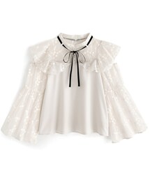 GRL | リボンタイ付きシアーショルダーオープンブラウス[tu766](シャツ/ブラウス)