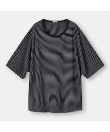 GU | ドルマンスリーブT(5分袖)(ボーダー)NT+E(Tシャツ/カットソー)