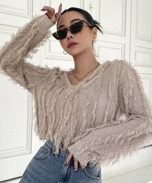 SHEIN | フリンジトリムオープンフロントカーディガン(カーディガン/ボレロ)