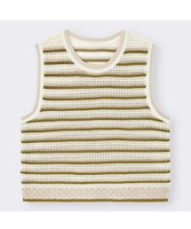 GU | 透かし編みボーダーセーター(ノースリーブ)(ベスト)