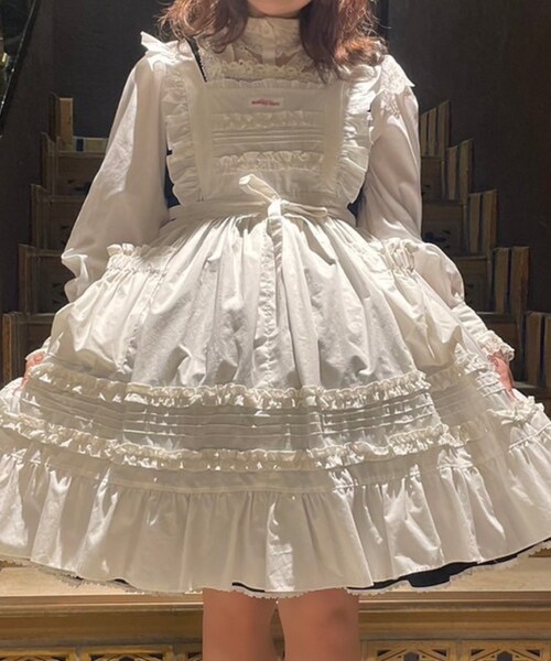 モモコハウス エプロン オフホワイト ミドル丈 モモコハウス フリルエプロン 白 ミドル丈 - メルカリ