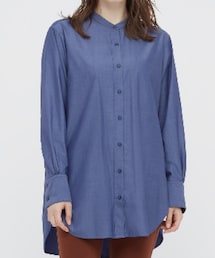UNIQLO | コットンツイルスタンドカラーロングシャツ(シャツ/ブラウス)