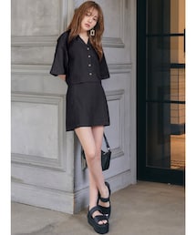 GRL | 開襟シャツ×ミニスカートセットアップ♪ブラック(シャツ/ブラウス)