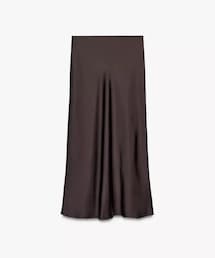 ZARA | サテンミディ丈スカート ディープパープル Sサイズ(スカート)