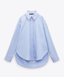 ZARA | VOLUMINNOUS POPLIN SHIRT/ボリュームポプリンシャツ SKY BLUE XSサイズ(シャツ/ブラウス)