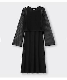 GU | メッシュセットワンピース(ノースリーブ)(ワンピース)