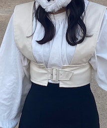 Èaphi | fake leather belt bustier - ivory(その他トップス)
