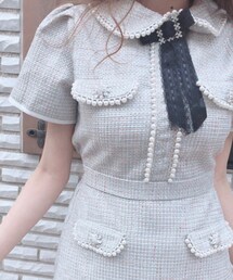 Swankiss | Swankiss TS piping tweed O/P （ミント） (ワンピース)