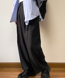 Casper John / アクションテクスチャーデーパードワイドスラックス | スラックス