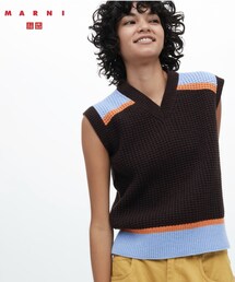 UNIQLO | ポップコーンニットVネックベスト(ベスト)