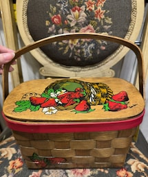 VINTAGE | strawberry patterned 50's vintage Caro-Nan basket(バッグ)