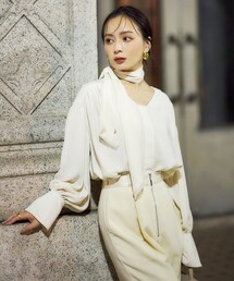 anuans | シルクタッチフリンジスカーフブラウス(シャツ/ブラウス)