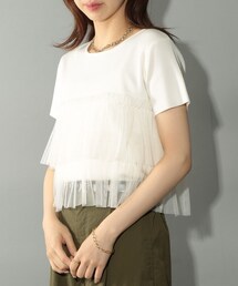 MAISON BREEZE reveur | 【MAISON BREEZE reveur】short sleeve ruffle tulle summer knit  チュールフリル半袖サマーニット(ニット/セーター)