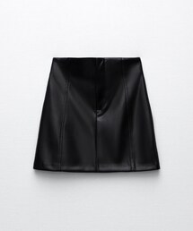 ZARA | トップステッチ フェイクレザースカート(スカート)
