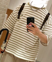 LACOSTE for B:MING by BEAMS | 色の登録名がベージュのアイテムって登録者によって発色の認識がだいぶブレるんだけどこれはモスグリーン系でした。アイテム好きすぎるから返品しないでそのまま着るけど。(ポロシャツ)
